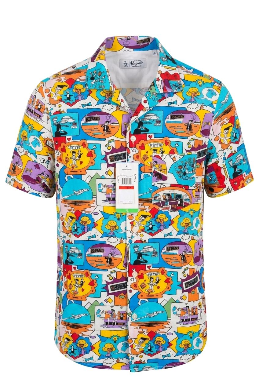 Original Penguin Graphic Comic Scene Button-Up Shirt Size: XS Part Of A Set
