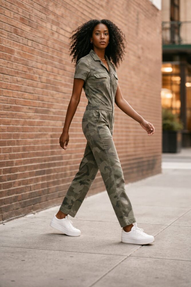 Camouflage Denim Jumpsuit Size: S/M