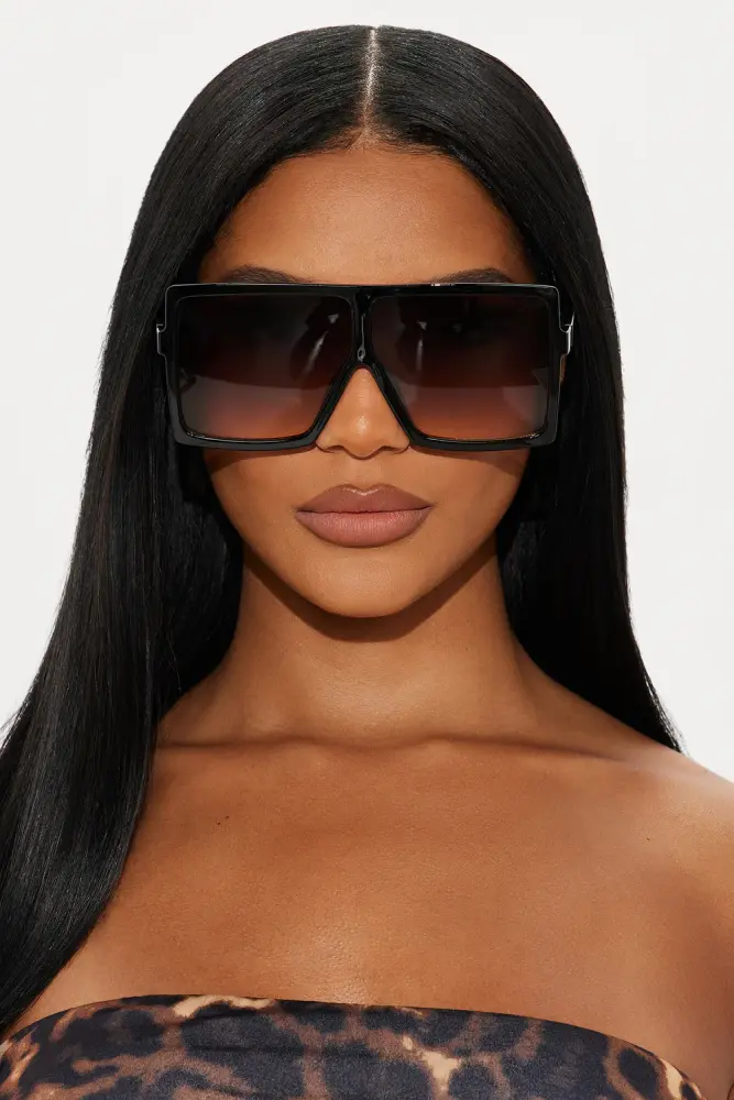 Black Block Out Shield Oversized Sunglasses Size: OS