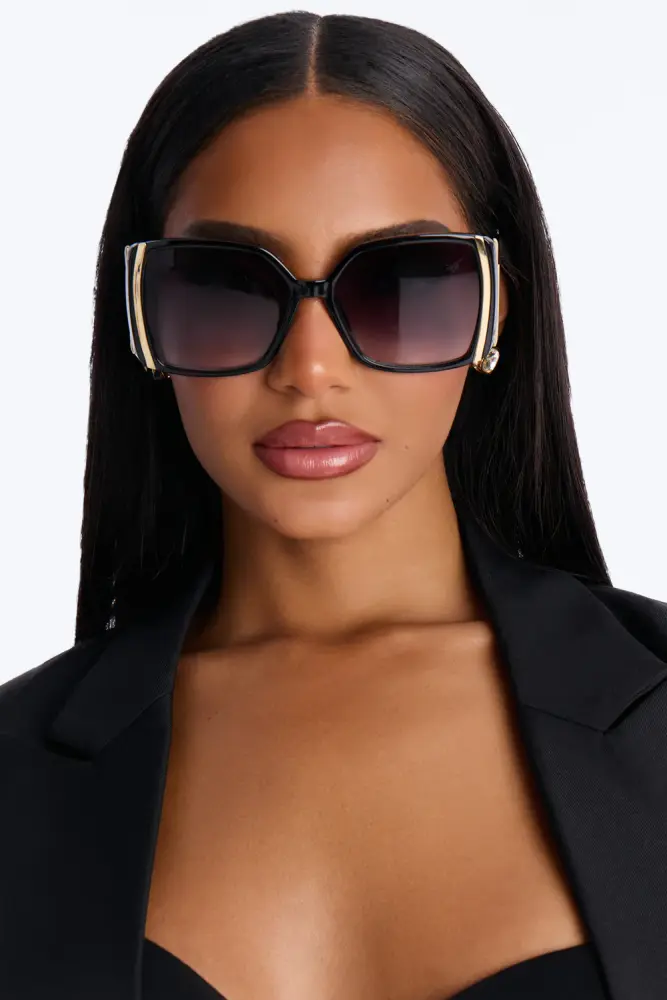 Black Time Square Sunglasses Size: OS SKU: L0L25322