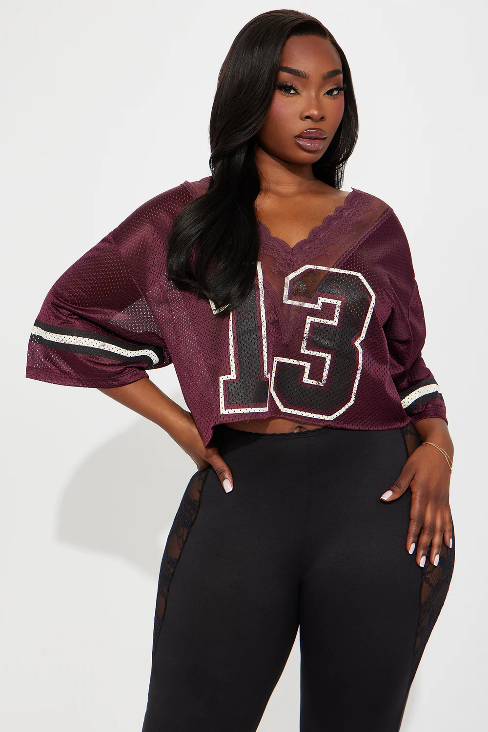 Burgundy Cropped Jersey SKU: G76869L