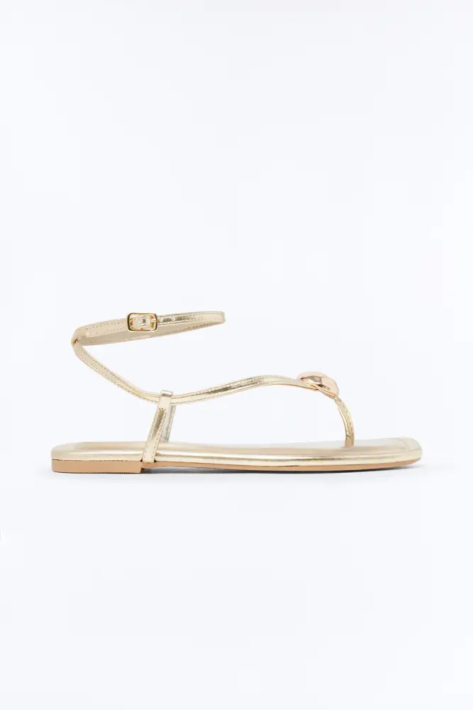 Gold Ankle Strap Sandals Size: 9 SKU: L768601