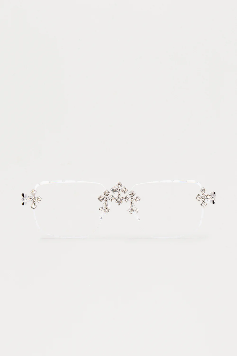 Clear Iced Triple Cross Sunglasses Size: OS SKU: U787911