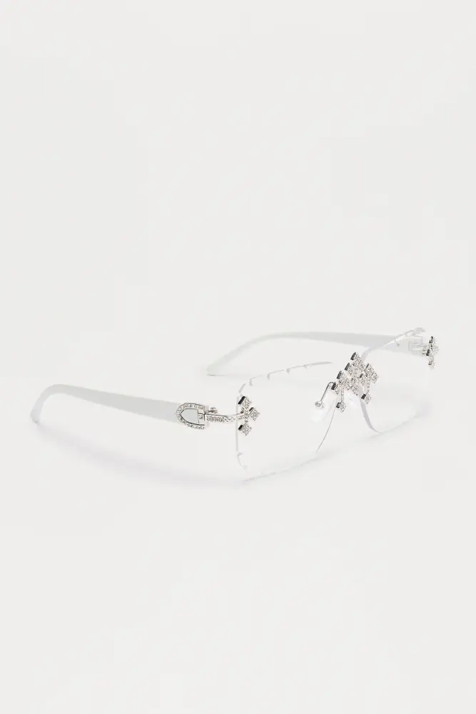 Clear Iced Triple Cross Sunglasses Size: OS SKU: U787911