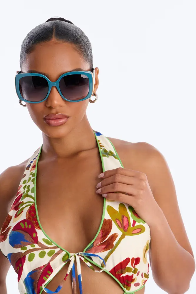 Blue Angel Eyes Square Sunglasses SKU: 657194L