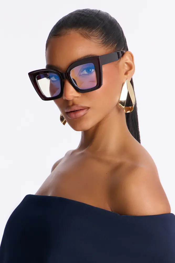 Light Brown Square Blue Light Glasses SKU: 8797011