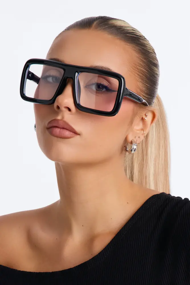 Black Blue Light Lens Square Glasses SKU: H961069
