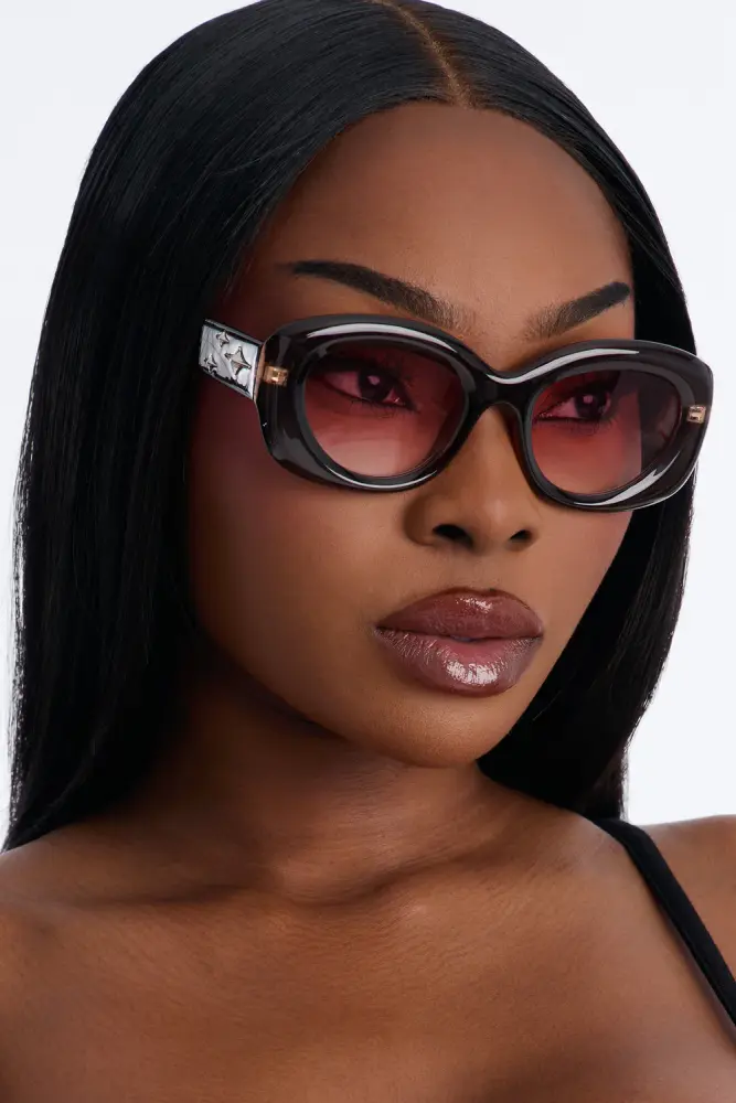 Black/Pink Star Girl Cat Eye Sunglasses SKU: 5674922