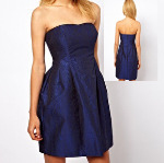 Blue Tube Top Satin Dress Size: L