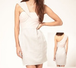 New Markdown One Shoulder Linen Bottom Dress Size: L