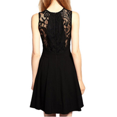 B057 - Black Lace Chiffon Dress