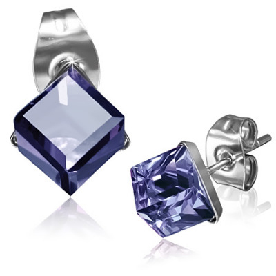 6mm February Violet Cube Studs