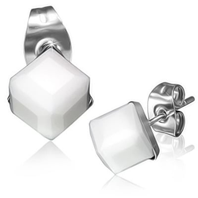 6mm Alabaster Cube Studs