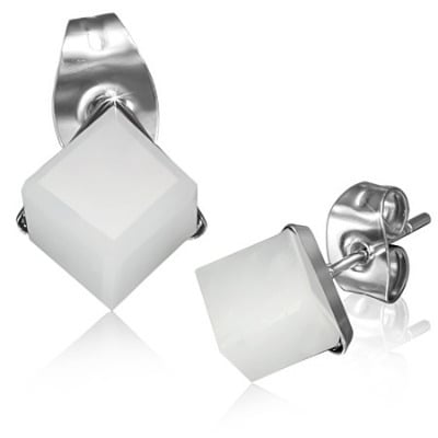 6mm Crystal Matte Finish Cube Studs