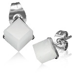 6mm Crystal Matte Finish Cube Studs