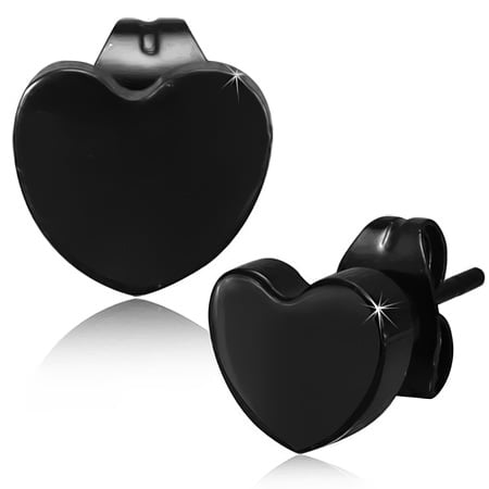 Black Love Heart Studs