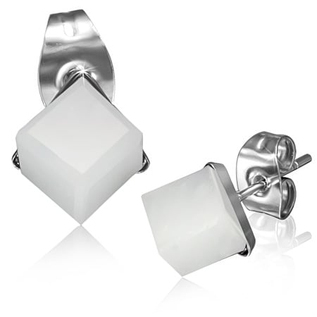 Crystal Matte Finish Cube Studs