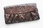(CLEARANCE) Brown Snakeskin Leather Clutch - (10" x 6")
