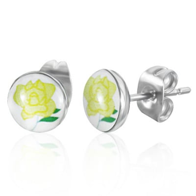 7mm White/Yellow Flower Kids Studs