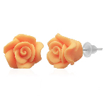 Orange 3D Rose Studs