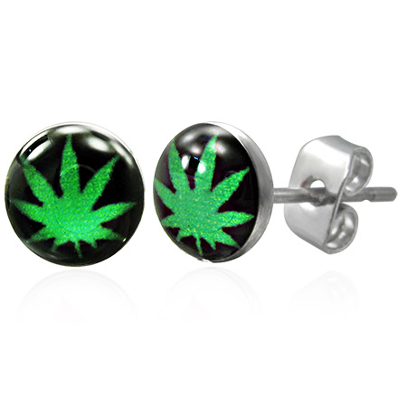 blackgreen leaf studs