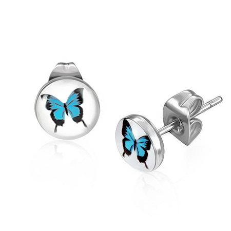 blueblack butterfly stud earring
