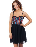 Striped Chiffon Dress #ASUD5 Size: S