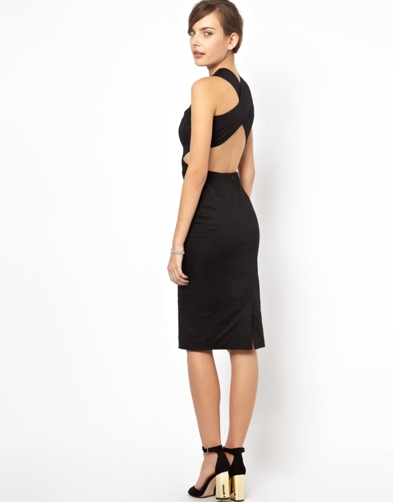 A076 - Cross Back Black Dress Size: S