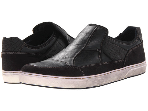 Black Rooster Leather Upper Slip-Ons Black Shoes - Size 8