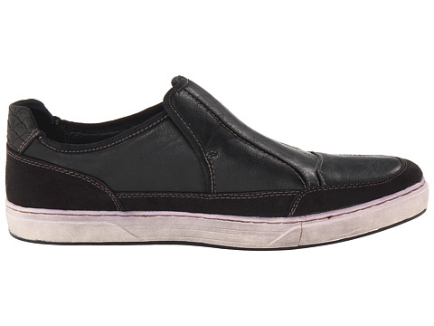 Leather Upper Slip-Ons Black Shoes - Size 8