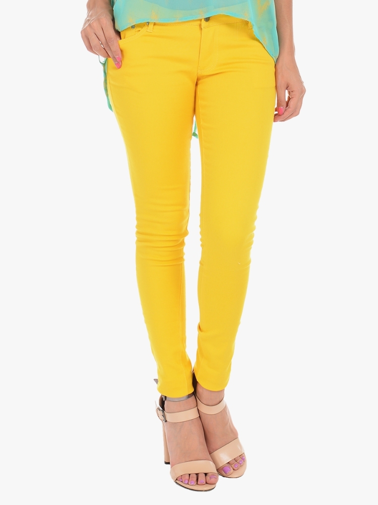 Yellow Coloured Skinny Pants Size: 9/M