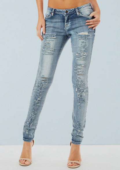 Semi Distressed Skinny Jeans