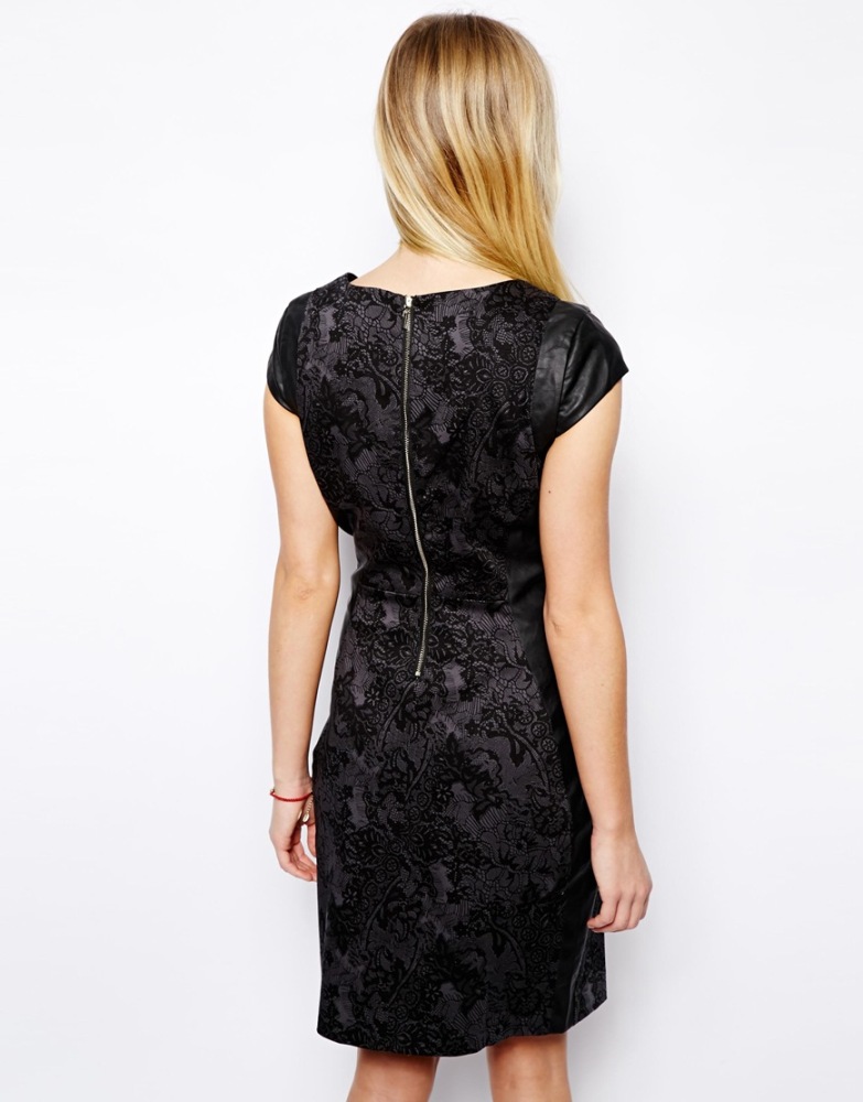 A173 - (XS) Leather/Lace Dress 