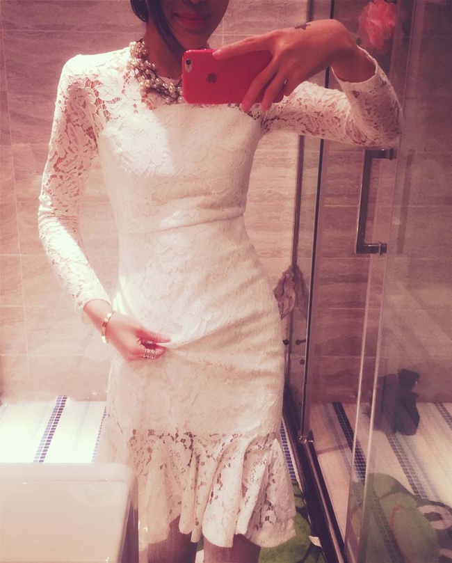 White LS Lace Dress|Size: S