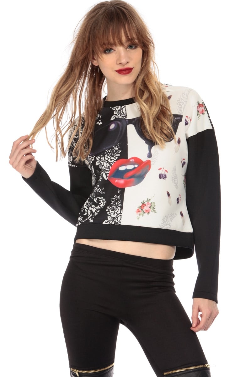 Lips Print Sweat Shirt 