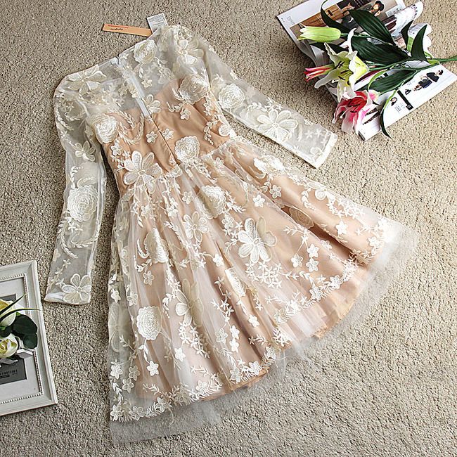 A049 - Floral Applique Dress
