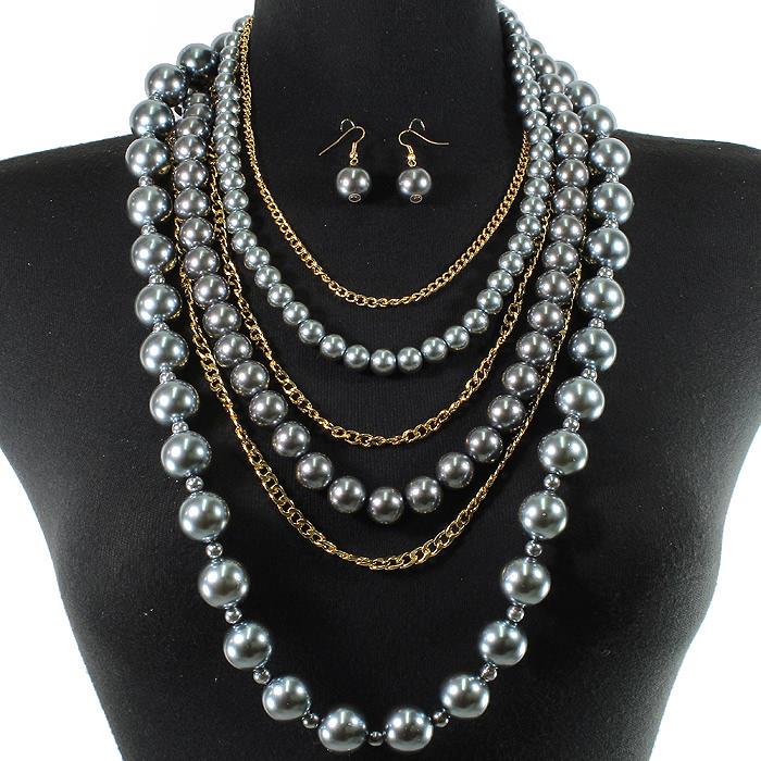 Drop Bead Necklace Set 
