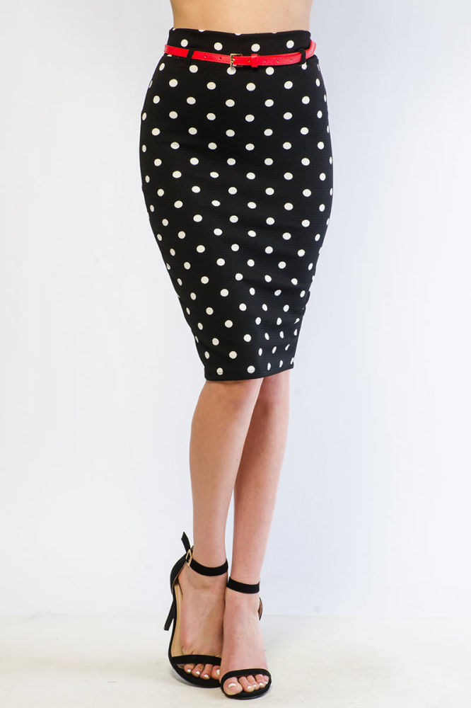 Polka Dot Pencil Skirt - Medium 