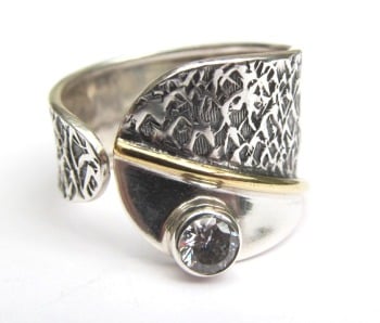 Silver Wrap Ring with CZ