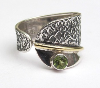 Silver Wrap Ring with Peridot