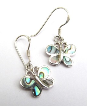 Silver Abalone Butterfly Earrings