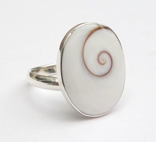Silver White Shiva Shell Ring