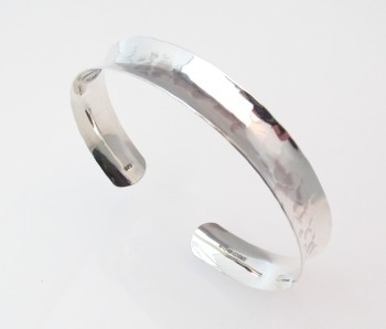 Silver Hammered Open Bangle
