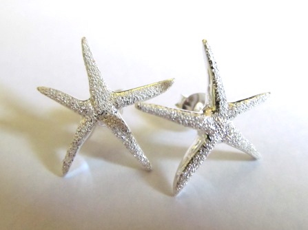 Silver Glitter Starfish Earrings