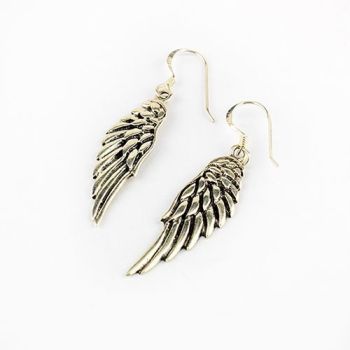 Silver Solid Angel Wing Earrings