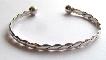 Silver Bangle with Ball Ends