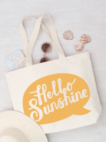 Canvas Beach Bag - Hello Sunshine!