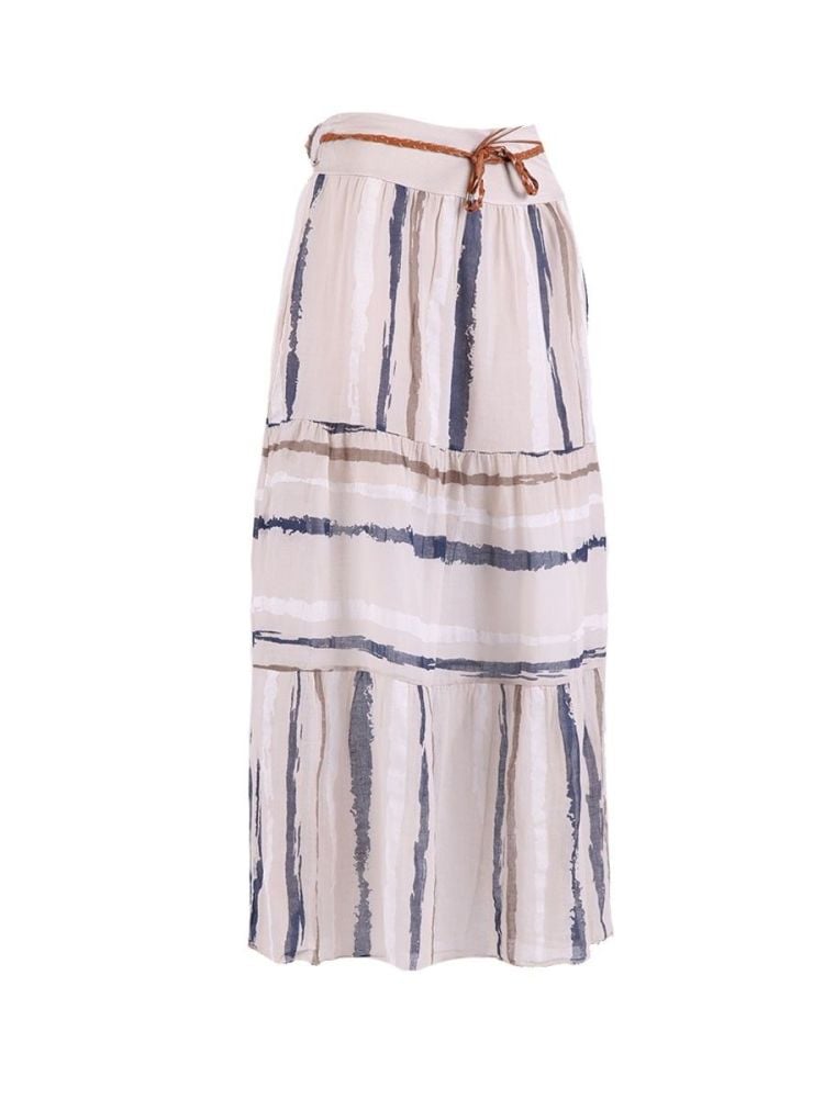 Long Cotton Skirt - Beige 