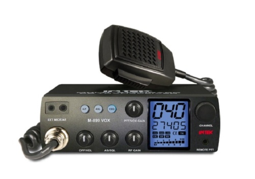 INTEK M-899 VOX CB WITH HAND MIC, HEADSET WITH BOOM MIC & REMOTE PTT BUTTON