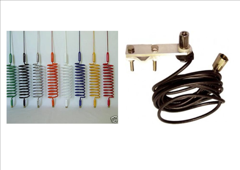 SPRINGER MOBILE CB ANTENNA (CHOICE OF COLOURS) WITH MIRROR-MOUNT KIT